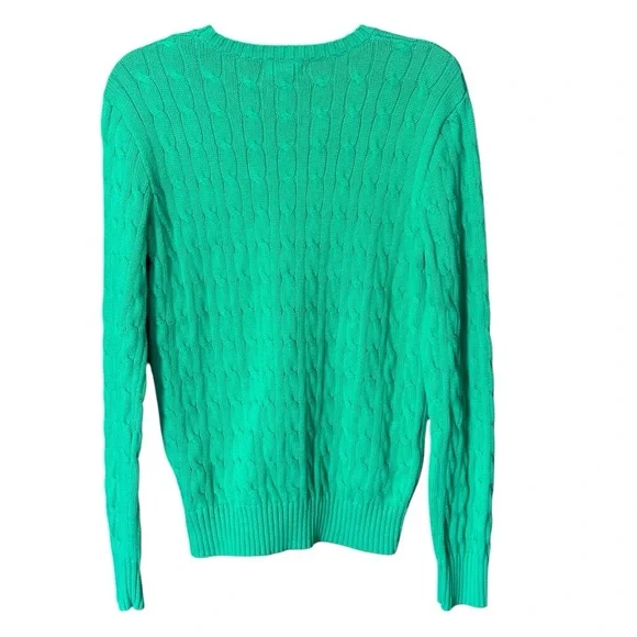 Polo Ralph Lauren Men’s XL Cable Knit Sweater Green 100% Cotton Crewneck - Picture 3 of 7